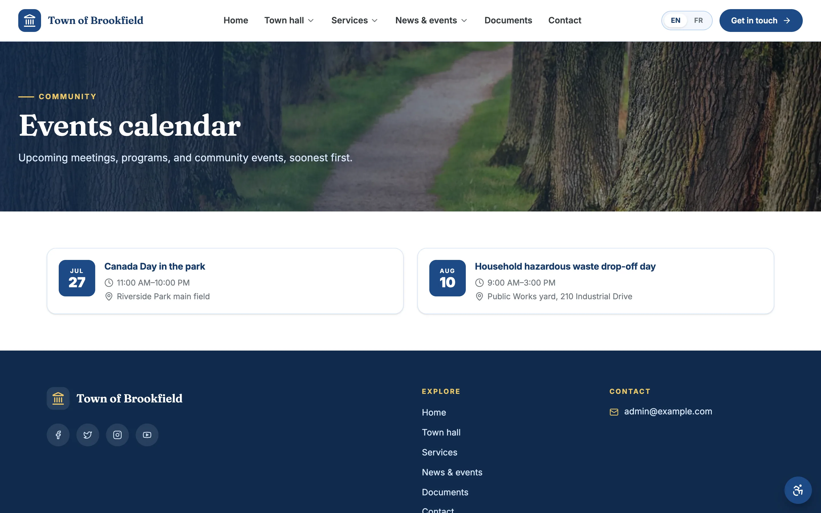 A facility page with photos, details, and a Book call-to-action